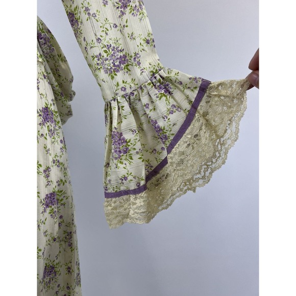 RARE Vintage 1970s Gunne Sax Floral Bustle Prairie Dress - Picture 9 of 10